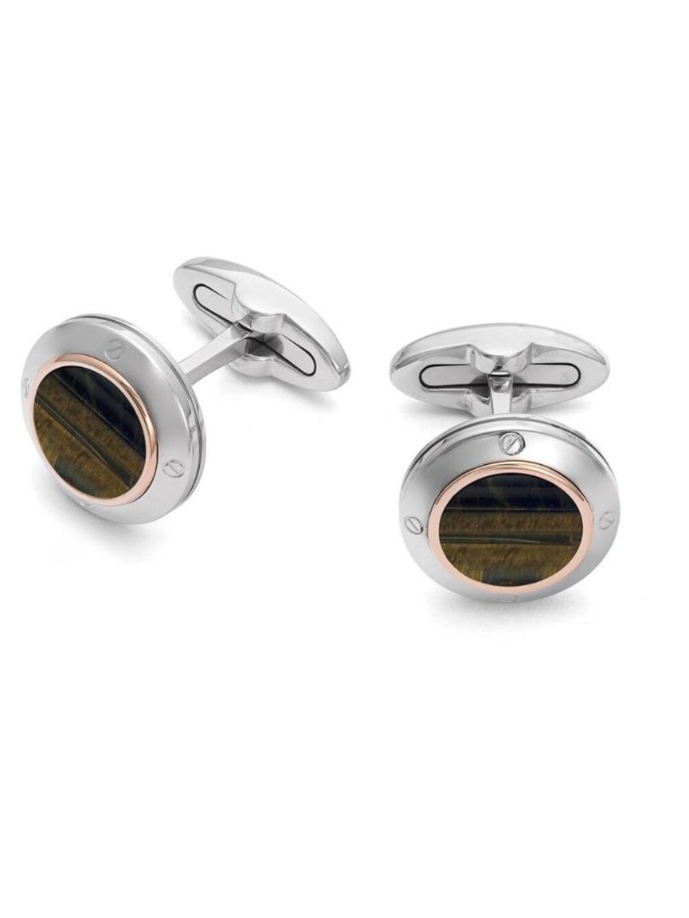 BARAKA Men's Cufflinks Rose Gold, Stainless steel, Hawk Eye PS373911ROFA000000